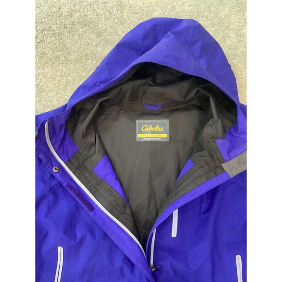 Cabelas Goretex 2XL Waterproof Wind Rain Mens Hooded Full Zip Coat Jacket Purple - Picture 3 of 9